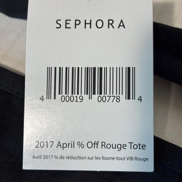 Sephora Cloth Rogue Tote  Black w/Red & White Print  16"x14"x2.25"  NEW - Picture 2 of 2